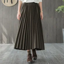 Осень и зима новые шерстяные юбки женские повседневные модные однотонные плиссированные юбки для отдыха F945