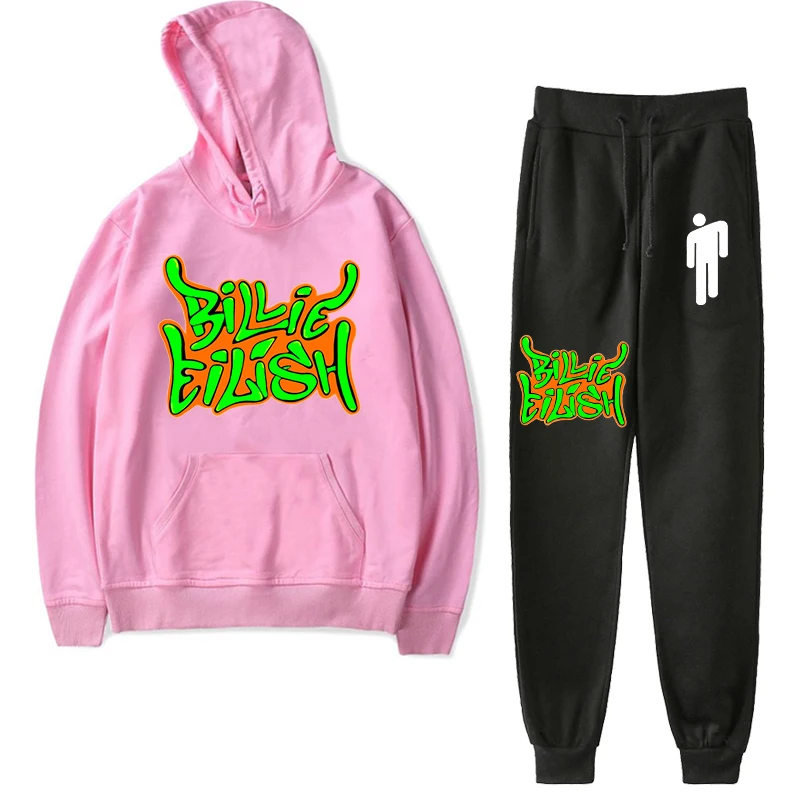 924-925h-bj-1219.3 Billie Eilish Детская толстовка с капюшоном; одежда; худи для мальчиков зимняя одежда для детей ясельного возраста, толстовка, штаны, леггинсы, 2 шт./компл. Детский костюм комплекты для маленьких девочек - Цвет: 924-925h-bj-1219.3