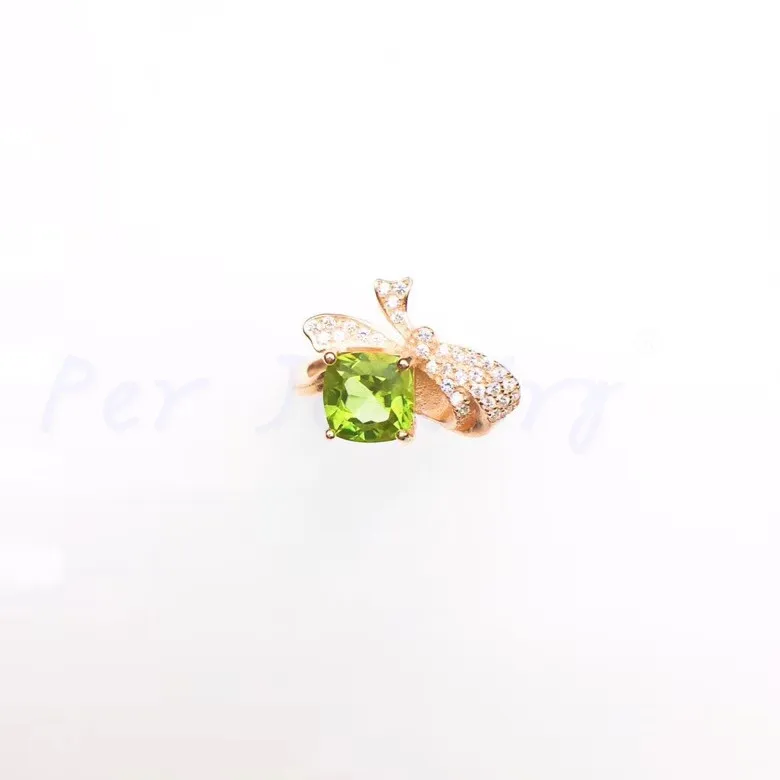 Кольцо из перидота 1.7ct драгоценный камень натуральный настоящий Перидот кольцо 925 стерлингового серебра ювелирные кольца ручной работы# R991615