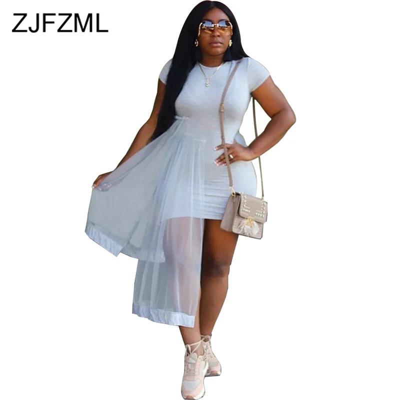 

Sexy Irregular Mesh Patchwork Club Dress Women Short Sleeve Bodycon Mini Party Dress Summer High Waist Skinny Causal White Dress