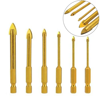 

Woodworking Hex Ti Porcelain Spear Head Tile Glass Mirror Marble Drill Bit Set