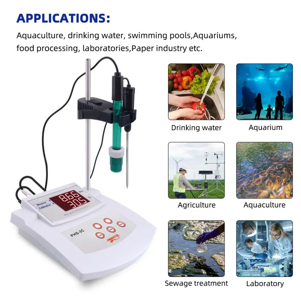 PHS-3C Desktop Automatic Calibration Acidity Meter PH/Thermometer 2In1Digital PH Tetester Laboratory Water Quality Analyzer 6