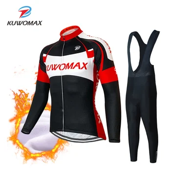 

KUWOMAX Pro Winter Thermal Fleece Cycling Jerseys Set Bike Clothing Maillot Ropa Ciclismo Invierno Mountain Bicycle Clothes.