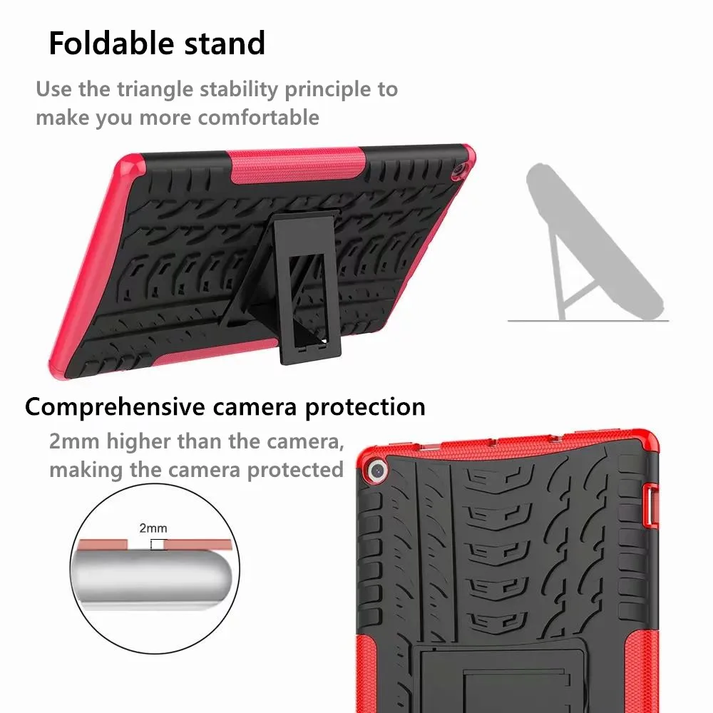Сверхпрочный защитный чехол из ТПУ+ поликарбоната для Amazon Kindle Fire HD 10, гибридный прочный жесткий резиновый чехол, защитная оболочка+ пленка+ стилус