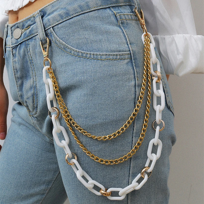 Street Chic Acrylic Key Chain Rock Punk Trousers Hipster Keychains Pant Jean Keychain For Women Men Hiphop Summer Jewelry