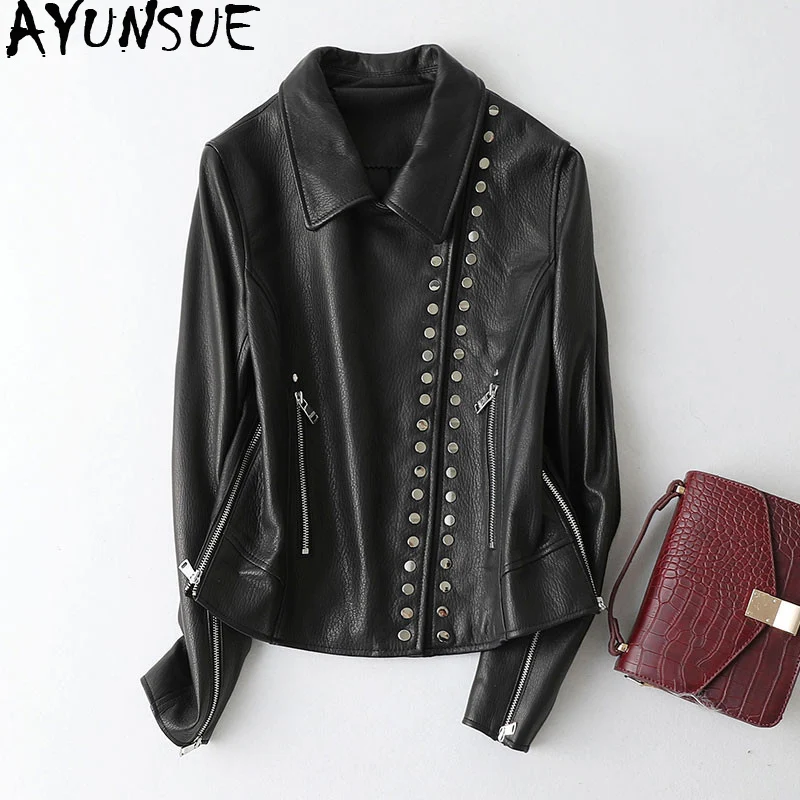 Куртка AYUNSUE женская из натуральной кожи уличная одежда овечьей шкуры Бомбер KQN69114