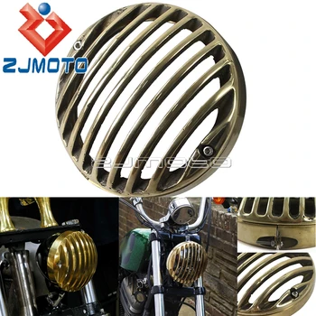 

Motorcycle CNC 5 3/4" Brass Headlight Grill Cover Protection For Harley Sportster XL833 XL1200 2004-2014 Touring Road King Trike
