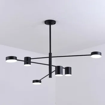 

Nordic Led Lamp Black Vintage Chandelier Lighting Living Room Kitchen Dinning Room Decor Home Light Fixtures Metal Design Luster