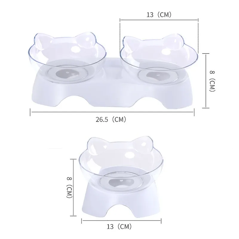 ПЭТ миска для кошки защита шейного позвонка наклон рта питьевая вода двойного назначения прозрачные чаши для хранения продуктов для собак кошек