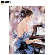 DIADIY 5D DIY Diamond painting accessories piano girl Photo Custom diamond painting full square daimond painting diamond Gift