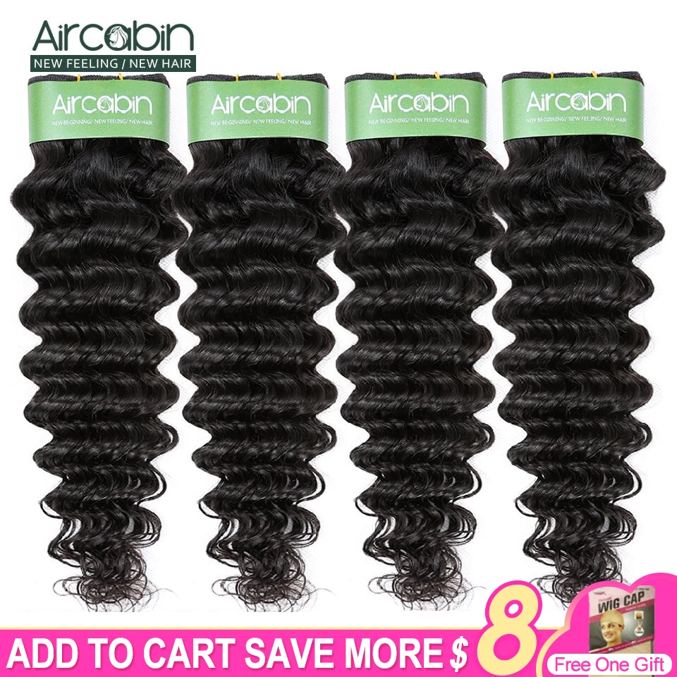 Hair Human-Hair-Bundles Weaves Brazilian-Hair Deep-Wave Natural-Color 8--26--Inchextensions