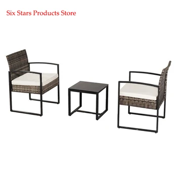 

Oshion Outdoor Balcony Terrace Three-piece Rattan Mini Leisure Set-Grey