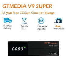 GTmedia V9 Super HD H.265 DVB-S2 Digital Satellite TV receiver&1.5 year Europe Spanish Portugal server cccam v9super