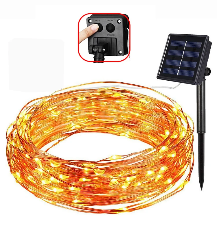 

22m Solar Led String Light Led Strip Copper Wire light Outdoor fairy Lights Christmas Light String for Party Wedding Garden#