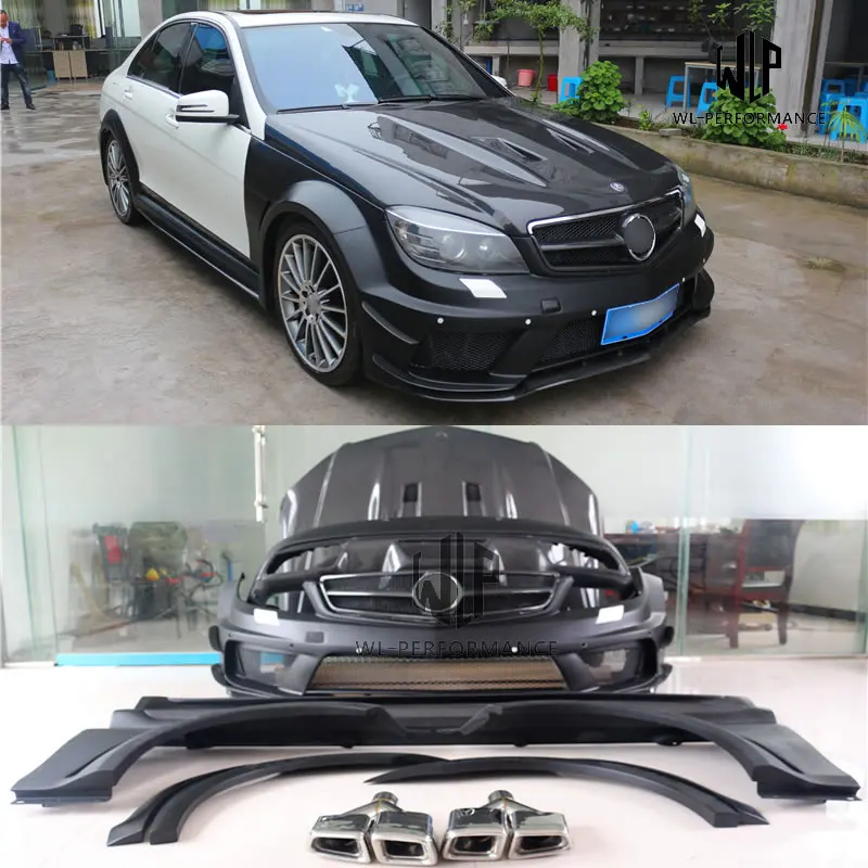 W204 C180 C200 C260 FRP Передний Задний бампер боковая юбка крылья CF капот двигателя для