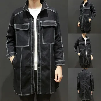 

Dropshipping Men's Autumn New Fashion Trend Pure Colour Coat Denim Jacket Top Prom Dress Women popularfashion style
