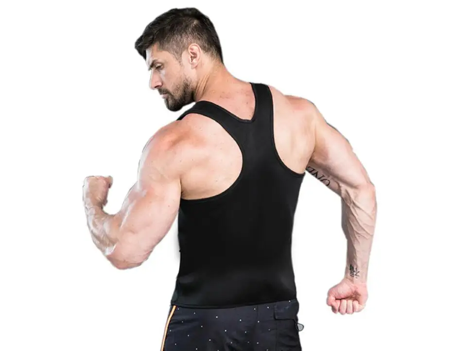 Mens Zipper Neoprene Shaper Waist Trainer Slimming Vest Weight Loss Sauna Corset Compression Sweat Shapewear Anti Cellulite