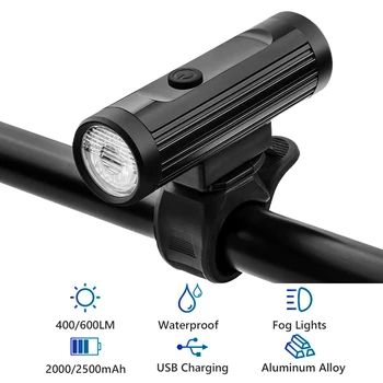 

Bike Front Light USB Rechargeable 2500mAh Powerful L2 LED Foglight Waterproof Bicycle Torch Light Mount Aluminum Mini Flashlight