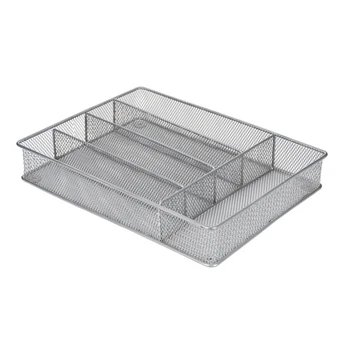 

Drain Drawer Flatware Organizer 5 Compartments Hotel Large Capacity Modern Cutlery Tray Mesh Utensil Spoon Silverware Holder