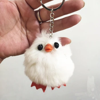 

12 pcs/lot White Rabbit Fur Keyring Dog Style Keychain Cute Bird Fur Brand Bag Charms Fur Key rings Bowknot Pompons Pendant Gift