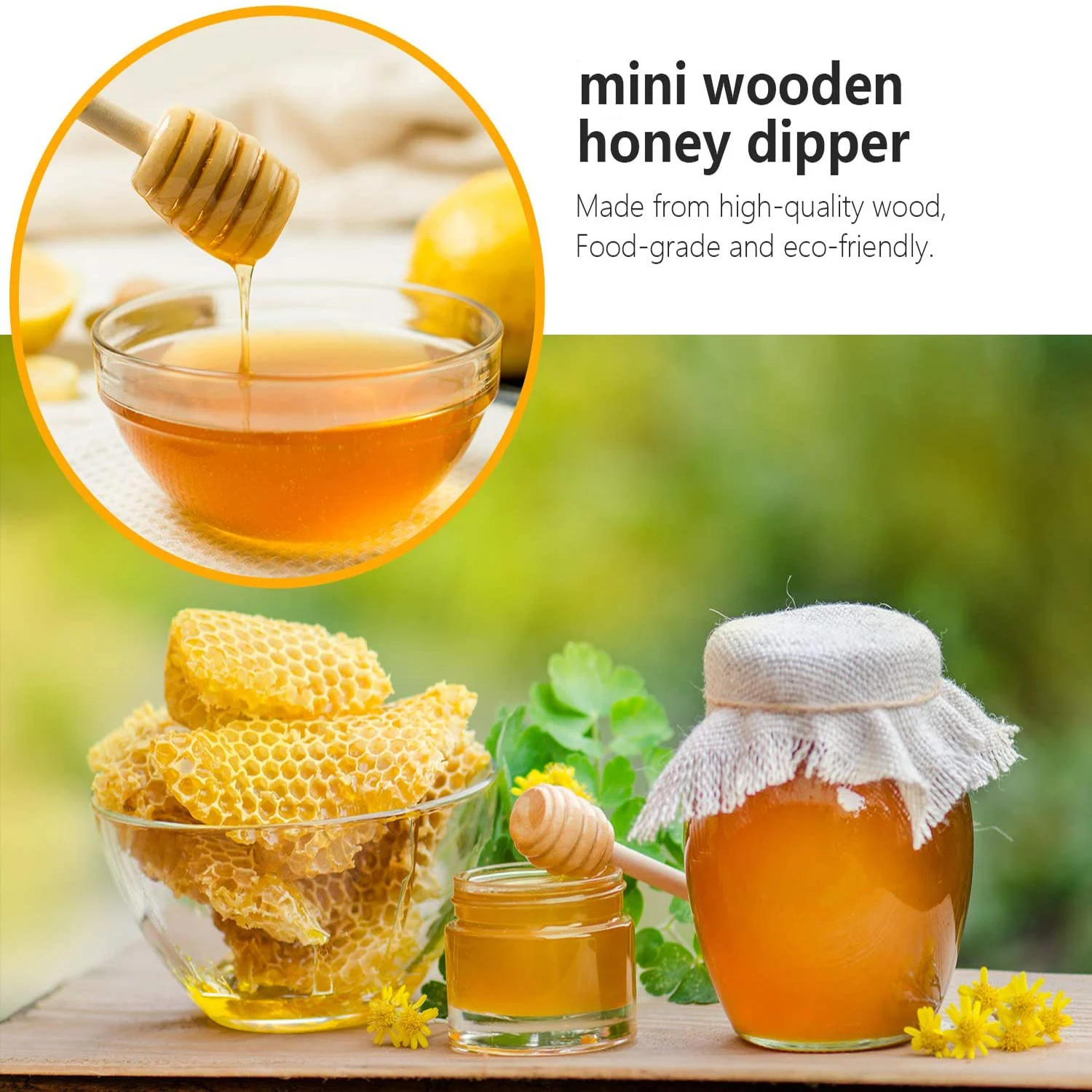 Multiple Sets Of Wooden Honey Dippers