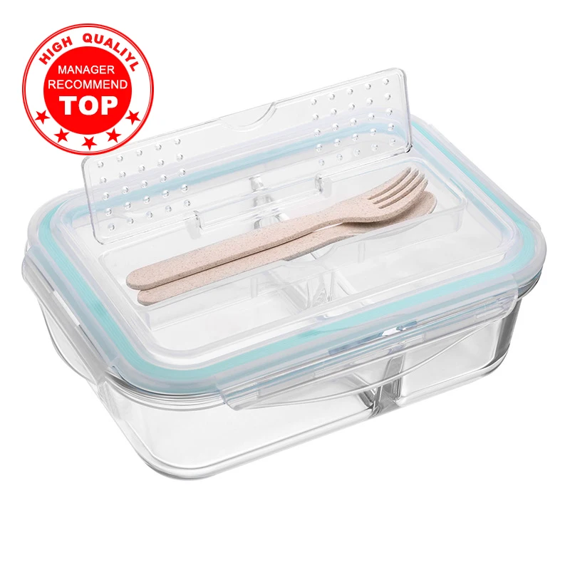 Корейский стиль Ланч бокс стеклянный микроволновый Bento ящик для хранения еды