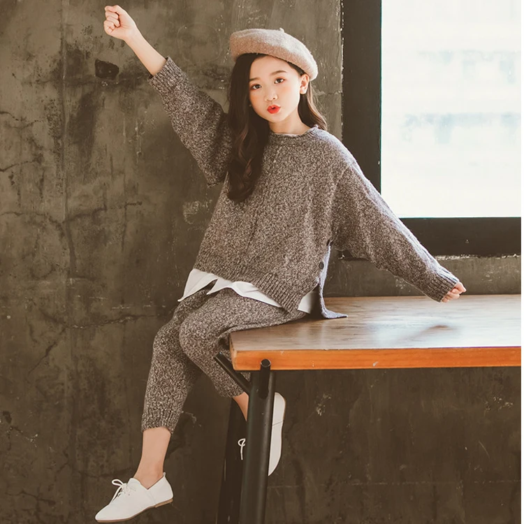 

2019 Children Clothing Sets Baby Girls Suit 2019 autumn 8 10 12 Girls Clothes Sweater Tops+Pants+shirt 3pcs Girls Clothing Sets