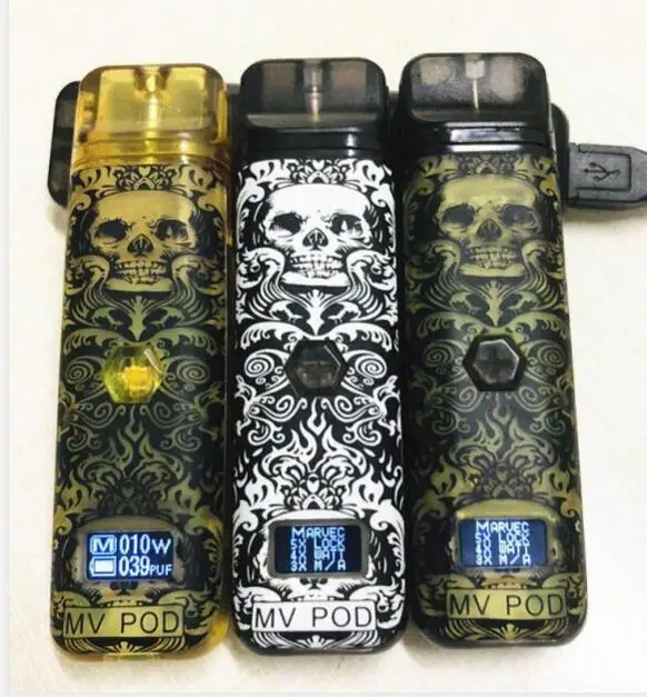 

Marvec MV-Pod System Vape Kit Electronic Cigarette 400mAh Variable Wattage Battery with Display 2ml Refill Cartridge Tank Vaper