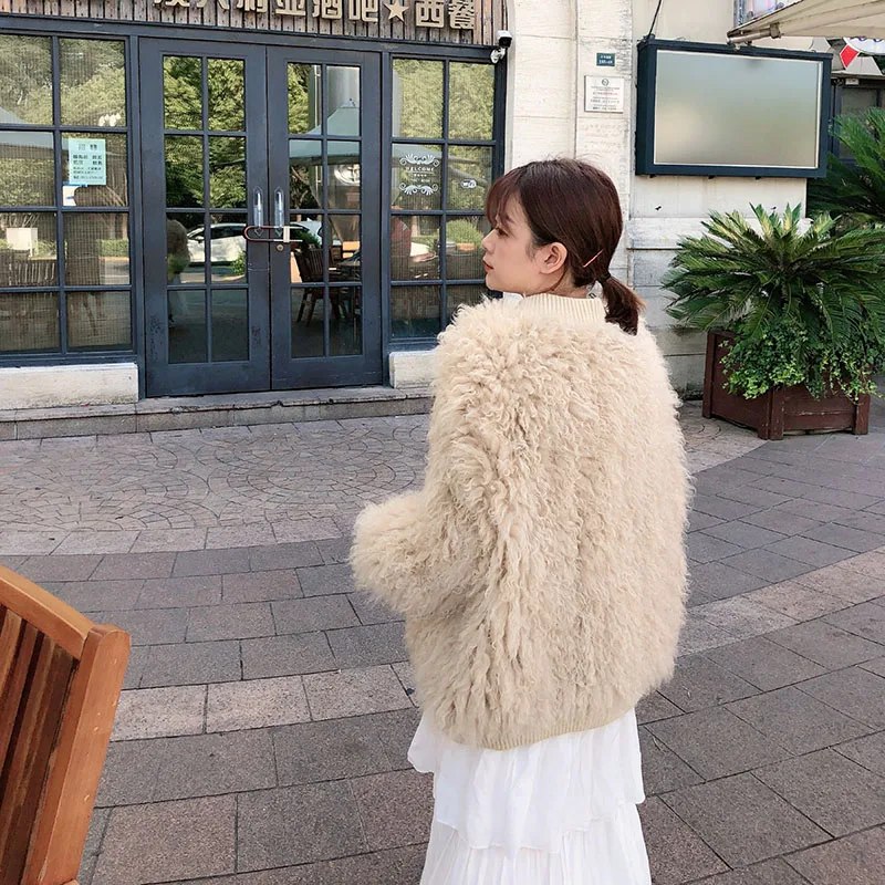OFTBUY новая мода пальто из натурального меха зимняя куртка женская натуральная ткань овечья шерсть меховая верхняя одежда свободная уличная Толстая теплая