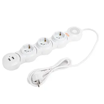 

Power Strip Deformation 3 Concave Jack 10A USB Charging Safety EU Plug 220V-250V