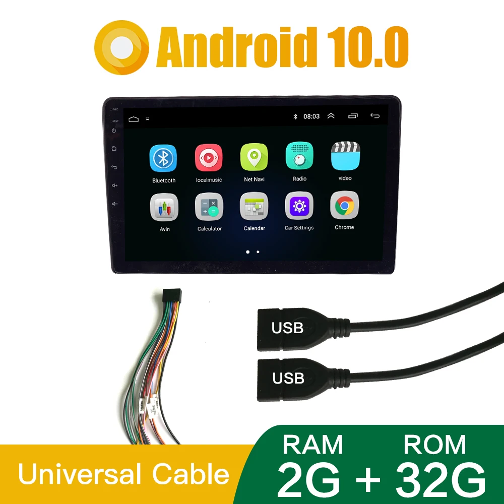 10 INCH 2GB RAM 32GB ROM Android 10.0 Car radio Multimedia Video Player Universal auto Stereo Bluetooth Steering Wheel control | Автомобили