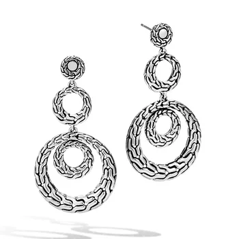 

Huitan Multi Hoop Women Drop Earrings Vintage Exquisite Rough Pattern Design New Year Christmas Present Earrings Wholesale Lots