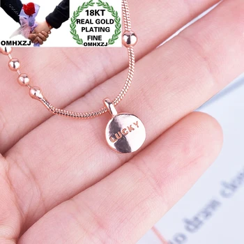 

OMHXZJ Wholesale NA366 European Fashion Fine Woman Girl Party Birthday Wedding Gift LUCKY 18KT White Rose Gold Pendant Necklace