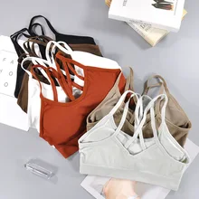 Бесшовное бесшовное Спортивное нижнее белье с тонкими полосками крест красота спина женщина йога спорт нижнее белье анти-легкий обернутый грудь бюстгальтер