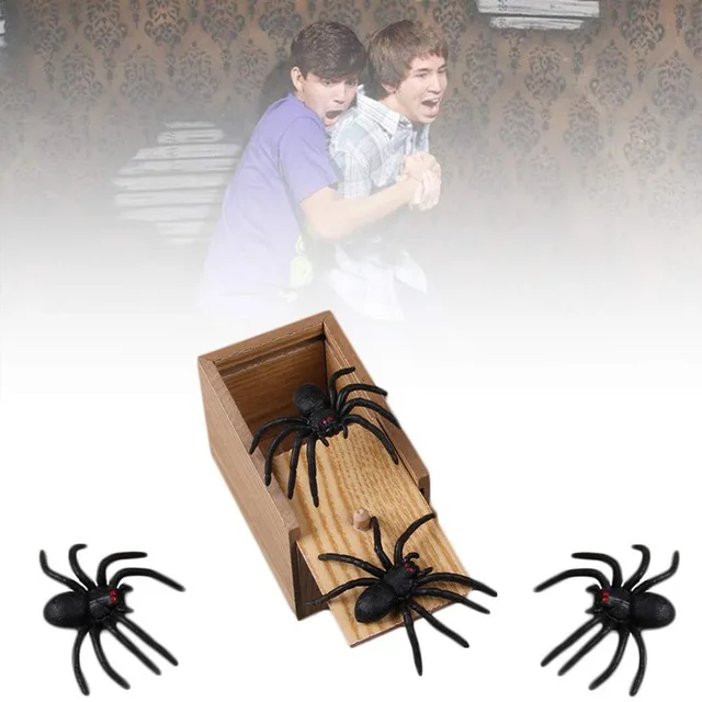 Wooden Prank Trick Practical Joke Home Office Scare Toy Box Gag Spider Kid Parents Friend Funny Play Joke Gift Surprising Box 4