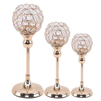 

Crystal Candlestick Coffee Dining Table Centerpieces Stand Candlesticks Wedding Christmas Home Decoration Metal Candle Holders