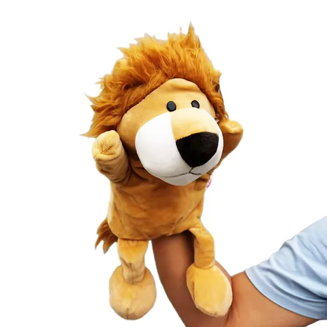 30cm Legged Animal Hand Puppet Plush Toys Wolf Lion Panda Raccoon Hand Puppets Educational Story Doll Toy for Children Kid New Lion
