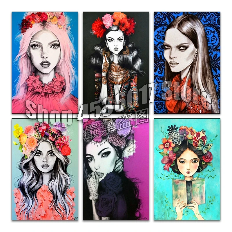 Cartoon Girl 5d Diy Diamond Painting Cross Stitch Embroidery Rose Flowers Paintings Mosaic Home Decor Needlework Gifts | Дом и сад