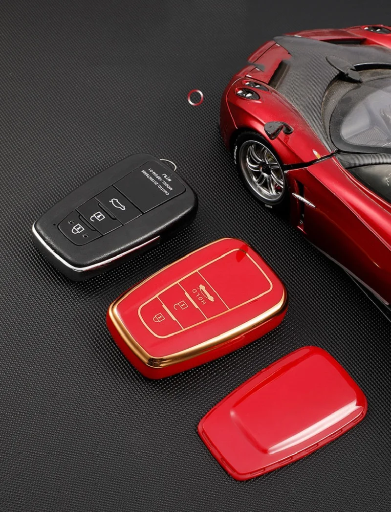 TPU copertura chiave dell'automobile 2 3 caso pulsante per Toyota Camry CHR CH-R Prius Corolla RAV4 Prado 2017 2018 2019 portachiavi senza chiave - H5f57af93a23f4887923461c86940fba4g