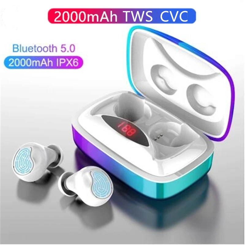 IPX7 Водонепроницаемый наушники вкладыши TWS True Беспроводной Bluetooth с HD микрофоном