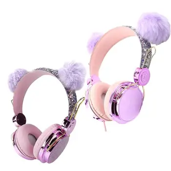 

Cute Kids Wired Headphone with Microphone Girls 3.5mm Music Stereo Earphone Computer Mobile Phone Gamer Cat Headphones Girl Gift