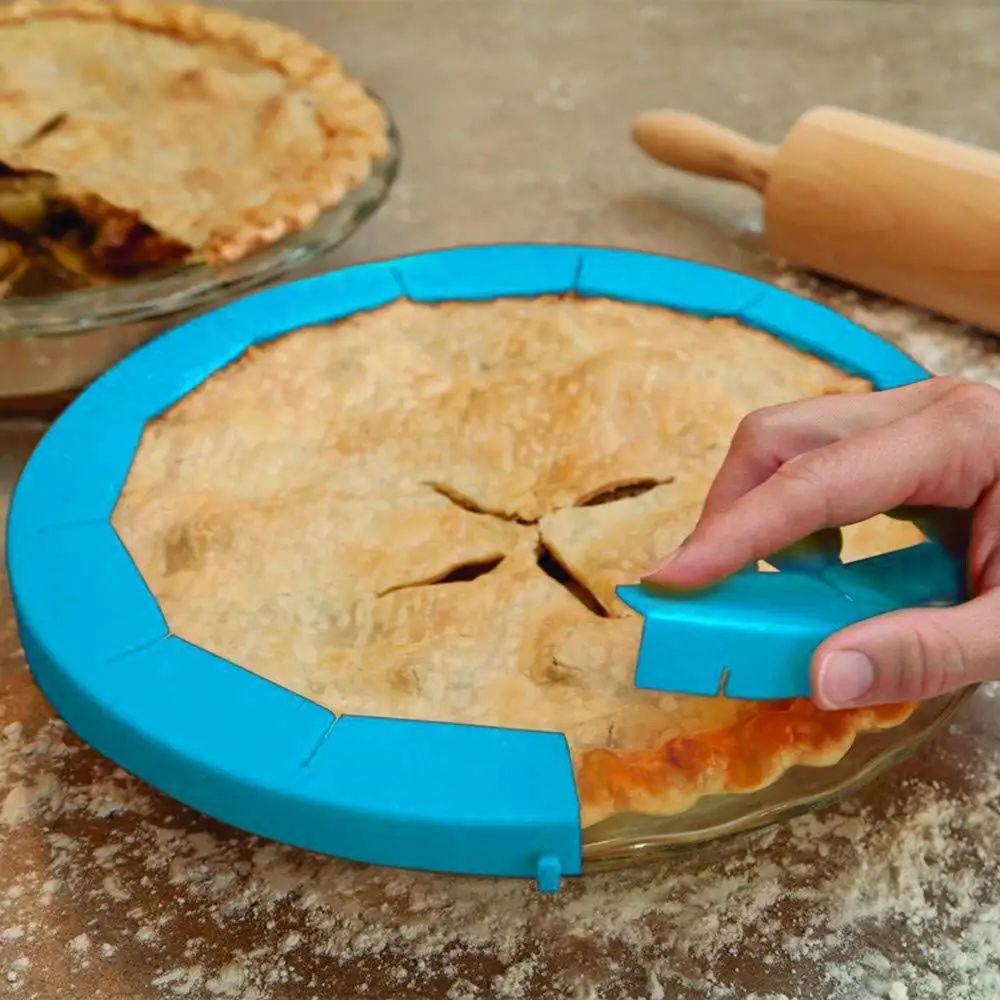 Защитный чехол для пирога пиццы, Регулируемый силиконовый защитный чехол для пирога с корочкой, силиконовый чехол, подходит для 8,5-11,5 дюймов в оправе, инструмент для выпечки торта - Цвет: Синий