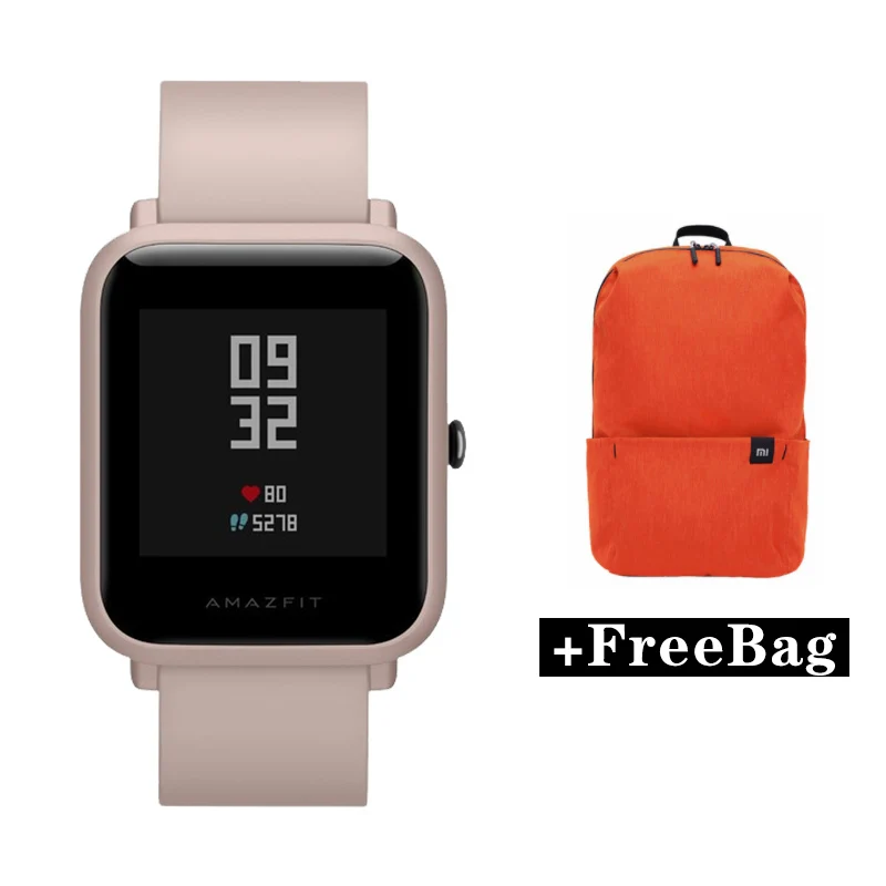 Huami Amazfit Bip Lite Смарт-часы 45 дней Срок службы батареи 3ATM в соответствии со стандартом водонепроницаемости деятельность здоровый отслеживания смартфон Lite Miband - Цвет: Bip-Lite-pink-bag
