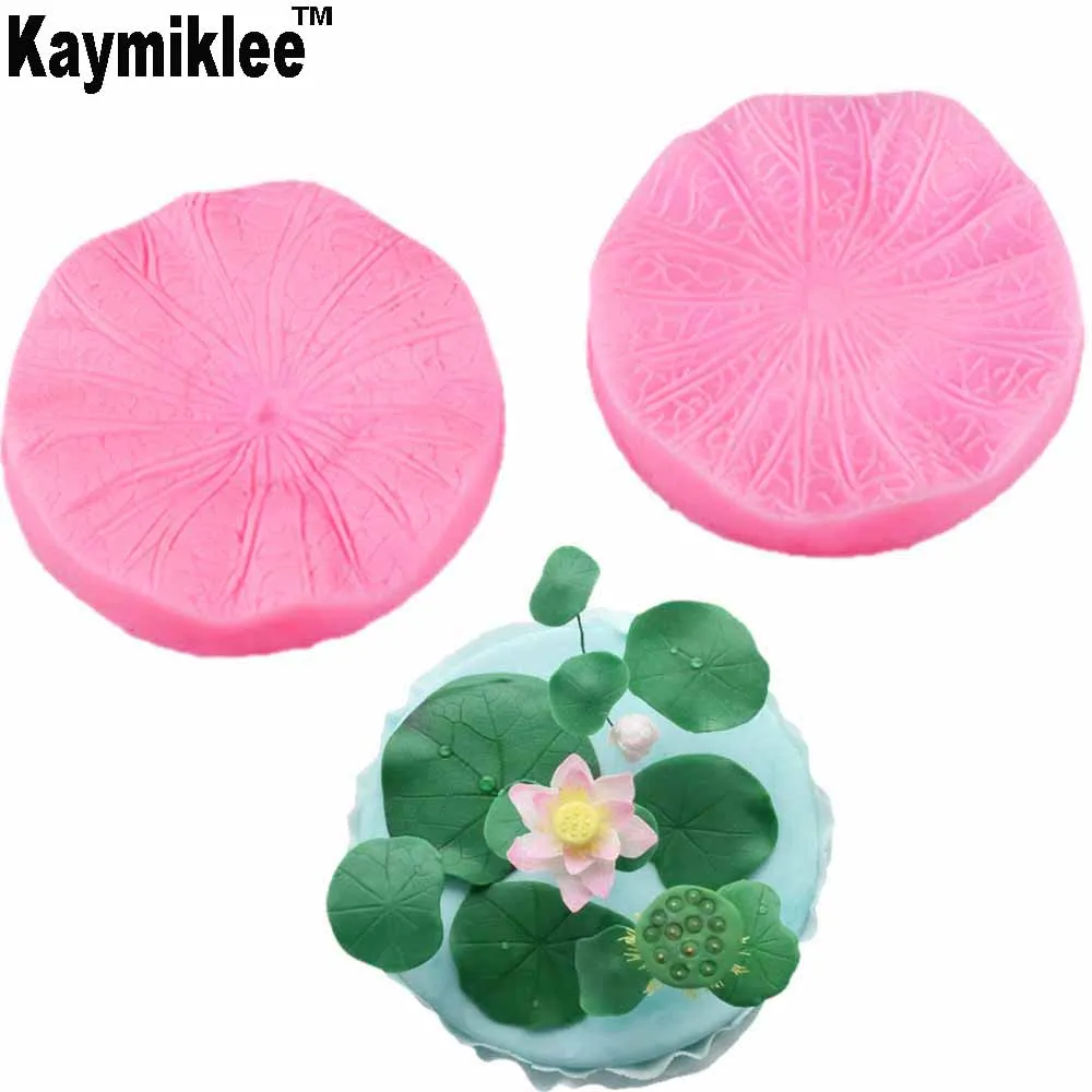 

Kaymiklee M758 2PCS Lotus Leaf Shape Fondant Cake Silicone Mold DIY Embossed Candy Cookie Cupcake Molds Cake Decorating Tools