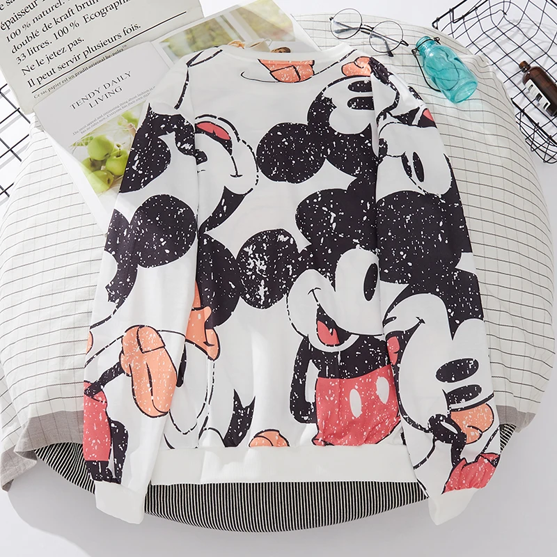 Plus Size Mickey Mouse Hoodies Women Harajuku Streetwear Thin Kawaii Oversized Sweatshirt Clothing Fashion Long Sleeve Tops 2021