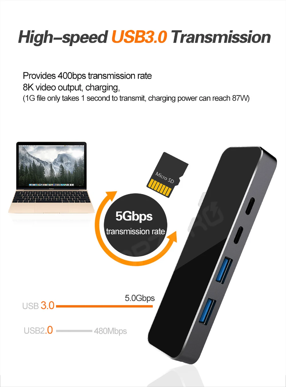 USB 3,0 концентратор HDMI адаптер TF SD ридер высокая скорость 7 портов мульти тип-c концентратор разветвитель для MacBook ноутбука настольная док-станция аксессуары