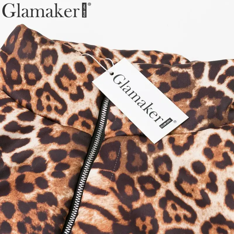 Glamaker, леопардовая Женская Базовая куртка, пальто, Женское зимнее сексуальное манто, женское теплое пальто, куртка, Осеннее короткое пальто, уличная верхняя одежда