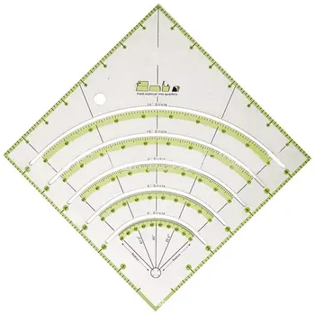 

Arcs Fan Quilt Circle Cutter Ruler Quilting Ruler Acrylic Patchwork Quilters Ruler with Double Colored Lines for Easy Cutting