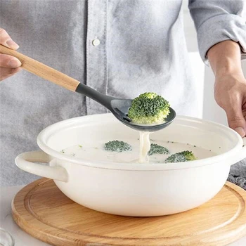 

Wooden Handle Silicone Cooking Utensils Set Non-stick Spatula Shovel Cooking Tools Set With Storage Box Kitchen Tools 9/12PCS