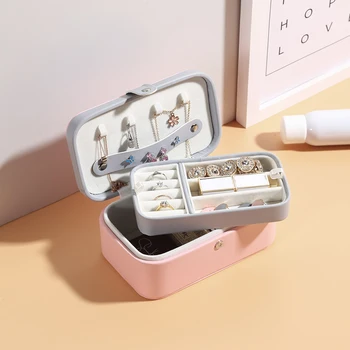 

Travel Jewelry Packing Box Cosmetic Mmakeup Organizer Jewelry Box Earrings Display Rings Organizer Jewellry Casket Carrying Case